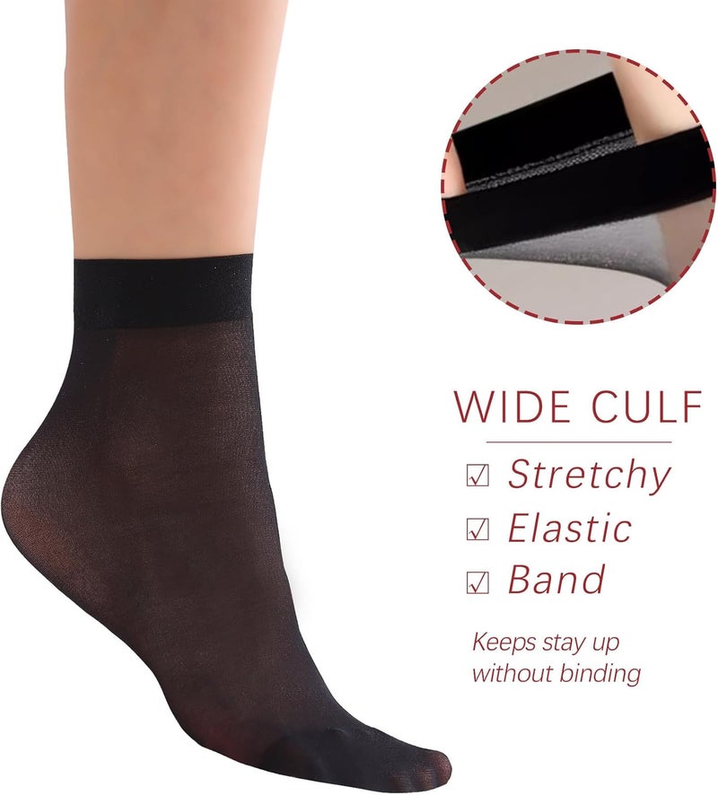 FeinYee 9 Pairs(in Gift Box) Ankle Sheer Socks For Women,Premium 20D Reinforced Toes in Black & Nude One Size - Image 2